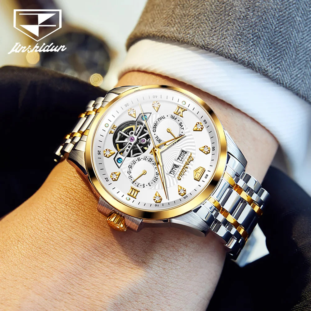 JSDUN 8911 Men's Watch High Quality Waterproof Luminescent Automatic Mechanical Watch Luxury Brand Multi functional Men's Watch