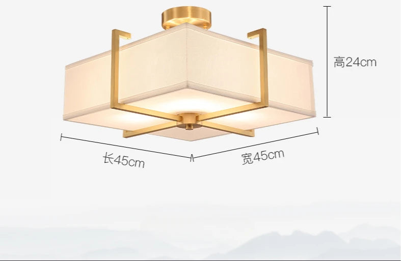New Chinese Style Ceiling Lamp Exhibition Hall Hotel Restaurant Porch Study Bedroom Fabric Ceiling Lamp  Lustres  Room Decor