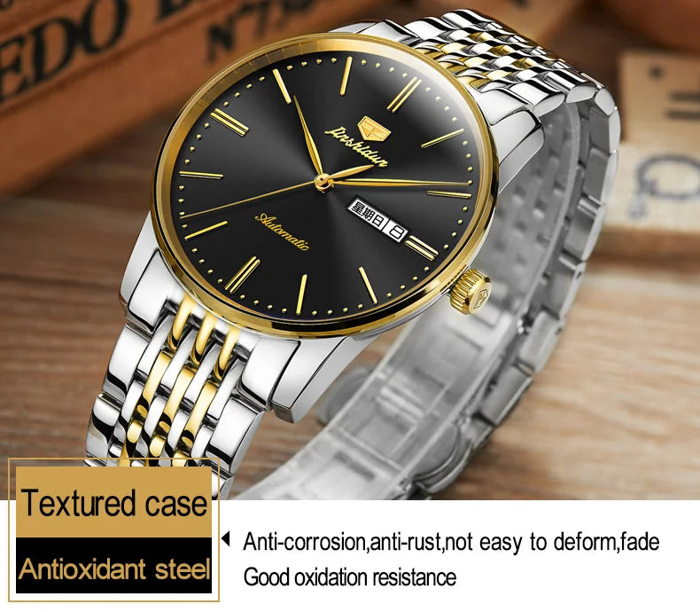 JSDUN 8767 Men Watch Fashion Business Ultra Thin Waterproof Dual Calendar Clock Men Luxury Original Automatic Mechanical Watch