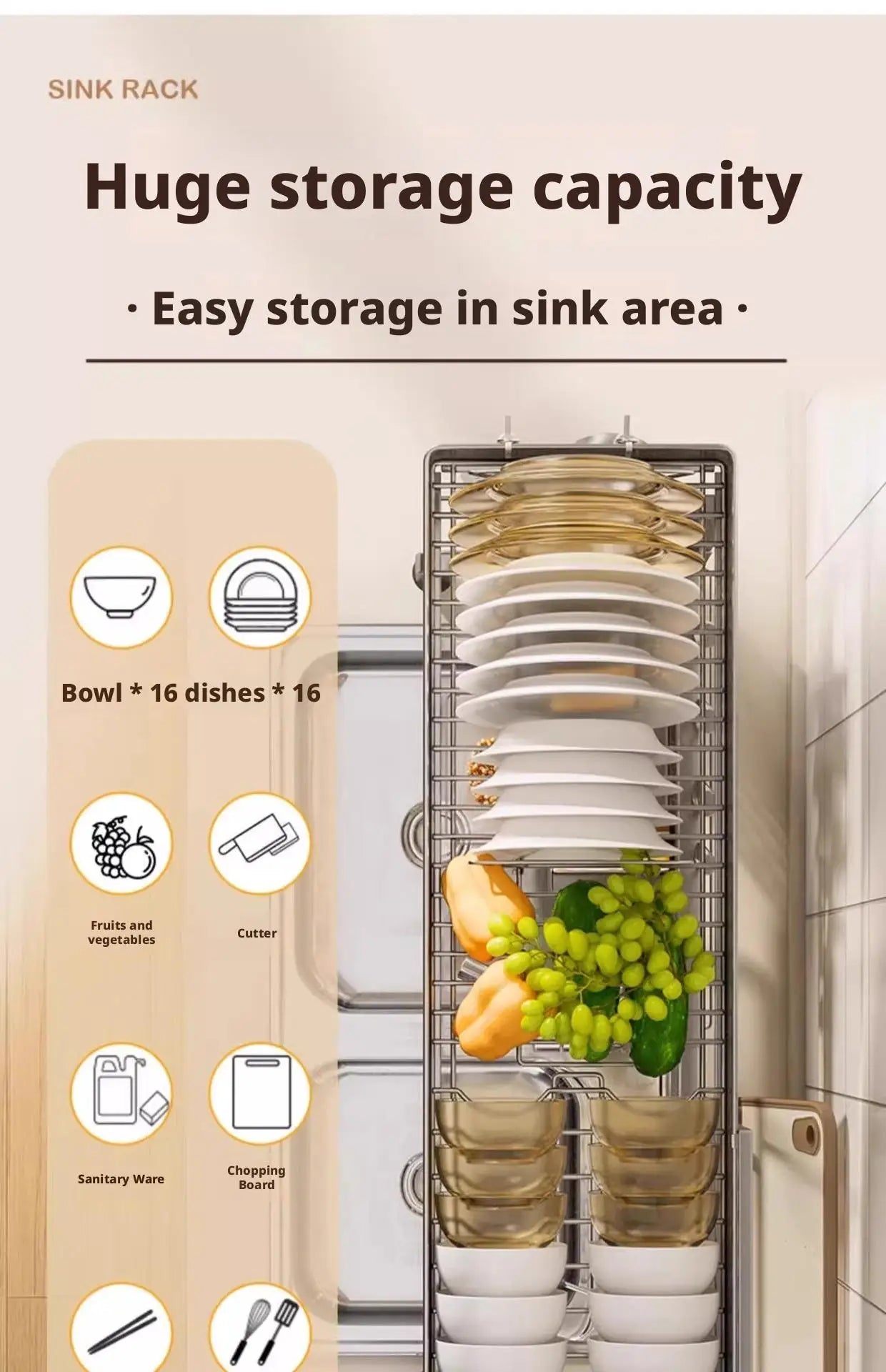 Adjustable Sink Drying Rack Over The Sink Dish Drying Holder Stainless Steel Kitchen Storage Dish Drainer Auto Drainage Hanger