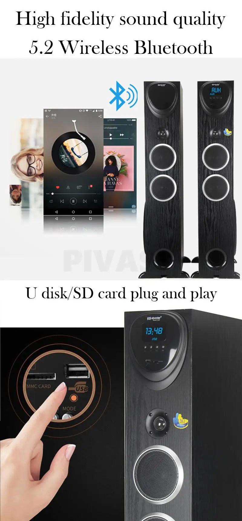 10 Inch Active Sound Box 200W Bluetooth Speakers 3-Way Audio USB SD FM AUX with Remote Control For HiFi Home Theater DJ Studios