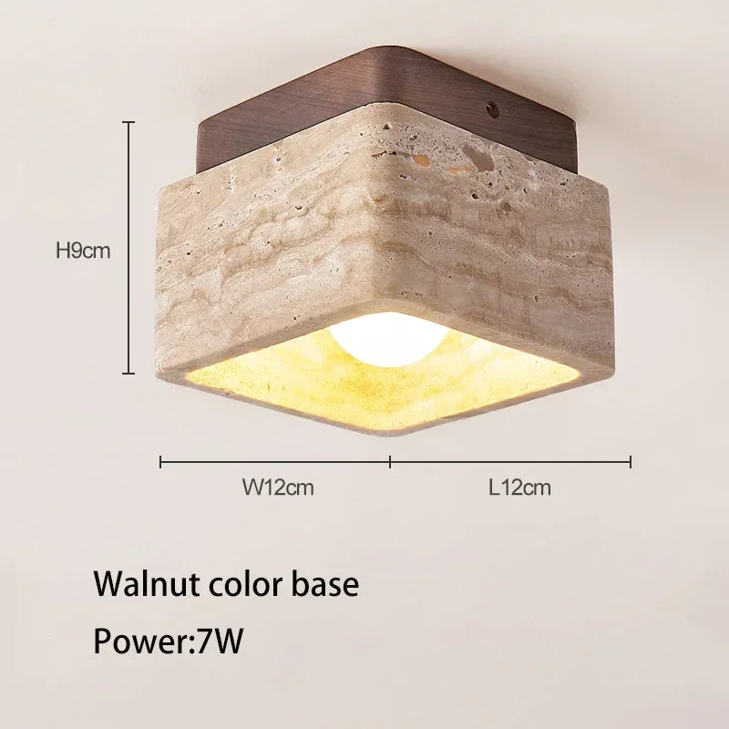 New Square Yellow Cave Stone Ceiling Light Retro Style Bedroom Living Room Ceiling Lamp Surprise Quiet Wind Corridor Fixture Led
