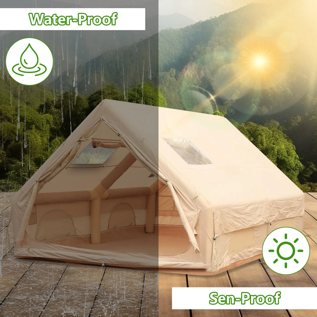12m² Inflatable House with Skylight Air Glamping Tents Easy Setup Inflatable Camping Tent with Pump Camping with Mesh Windows
