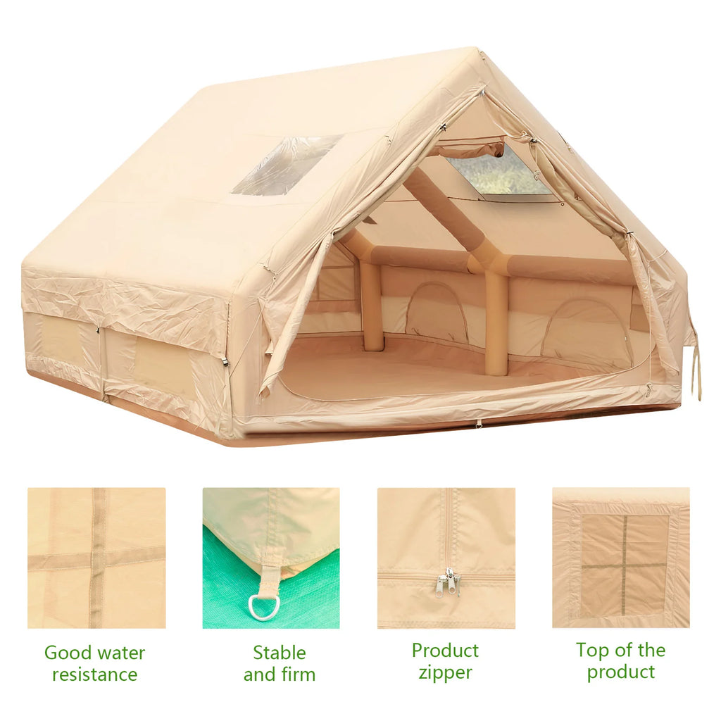 12m² Inflatable House with Skylight Air Glamping Tents Easy Setup Inflatable Camping Tent with Pump Camping with Mesh Windows