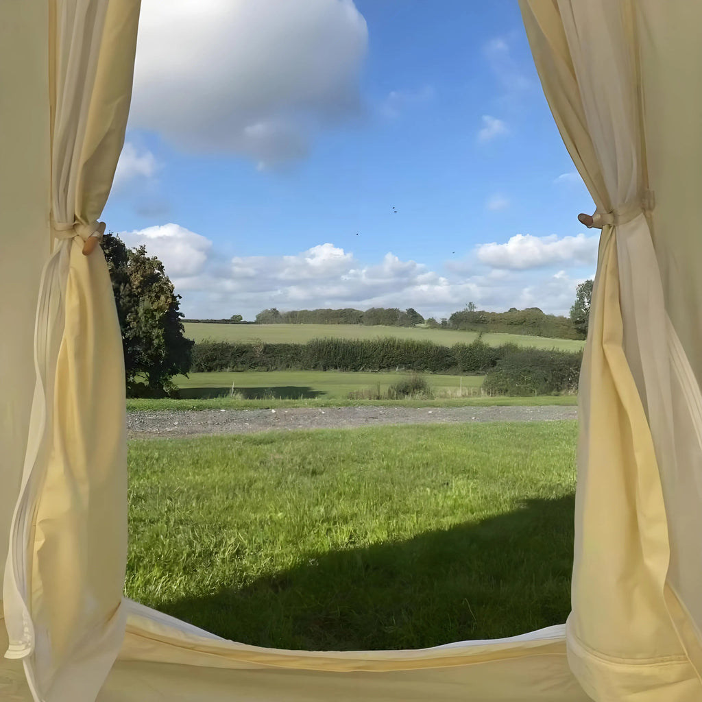 4-Season Luxury Bell Tent 9.85FT - Canvas Hot Tent with Aluminum Poles for Family Camping Hiking All-Weather