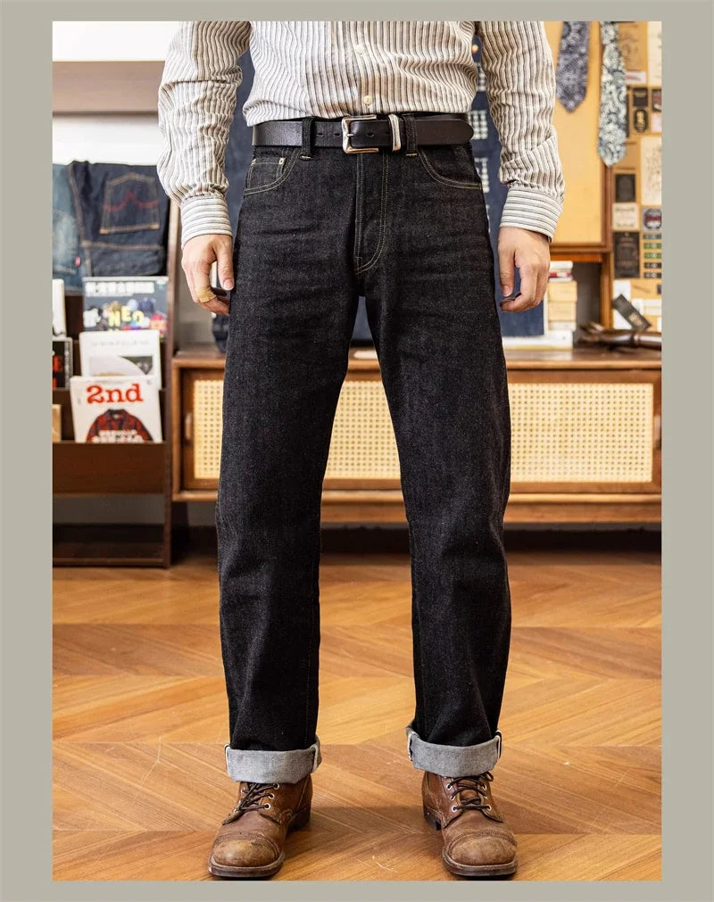 Red Tornado Lot 601B Black Jeans Straight Fit 14.5oz Selvedge Denim Pants Rinsed