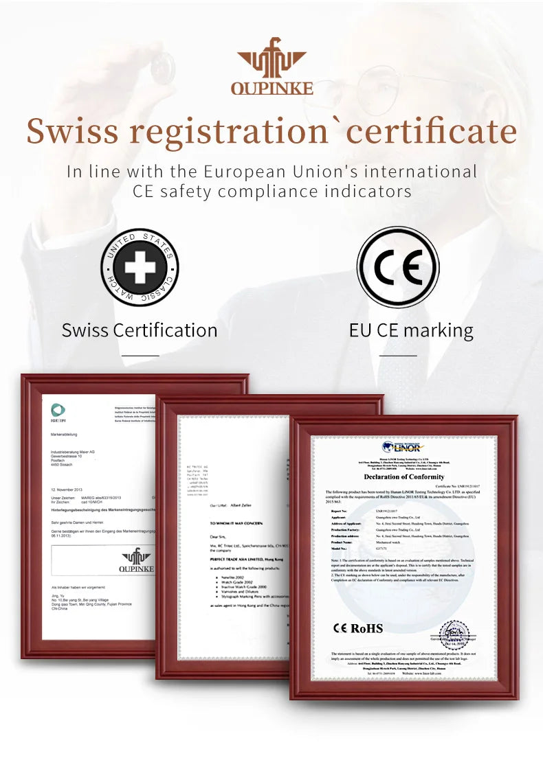 OUPINKE 3259 Real Gold Phoenix Women Watch Luxury Swiss Certified Automatic Mechanical Watch Elegant Travel Dress Women Watch