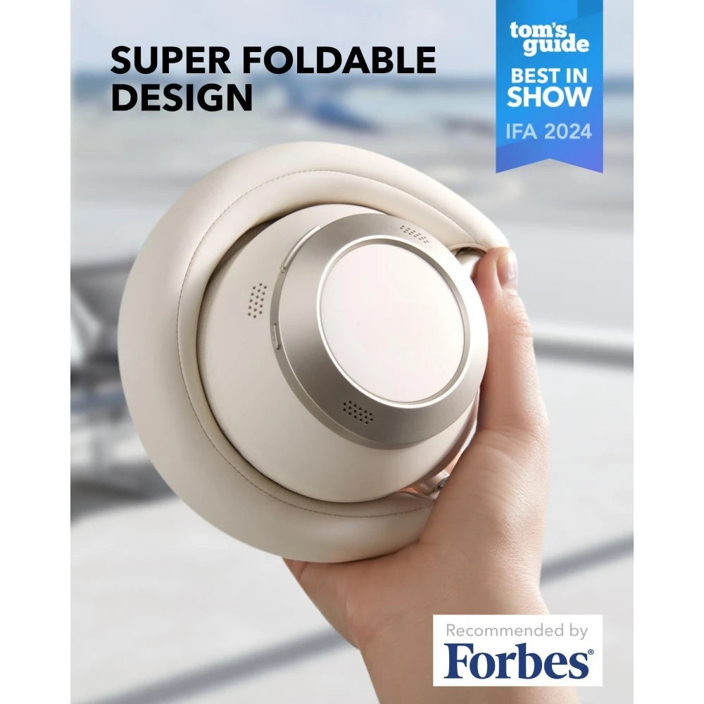 Adaptive Active Noise Cancelling Headphones Driven by 6 Mics, Super Foldable Design, 60H Lossless Audio, Ultra-Fast Charging