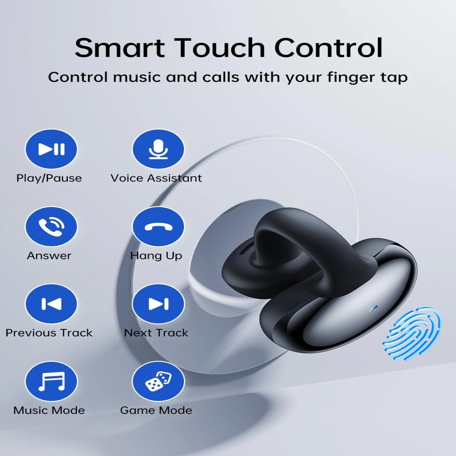 Clip-On Earbuds Open Ear Headphones Wireless Bluetooth Ear Buds -in Microphone, Lightweight Comfort, Stable Fit Earphones for Ru