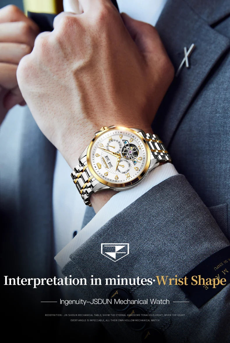 JSDUN 8911 Men's Watch High Quality Waterproof Luminescent Automatic Mechanical Watch Luxury Brand Multi functional Men's Watch