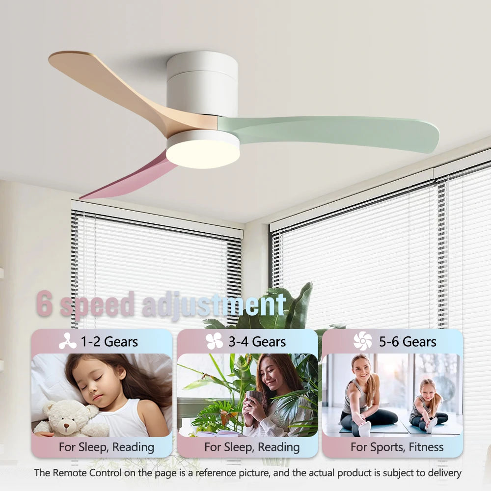 38/56Inch Low Floor Ceiling Fan Light Modern Black ABS Blade DC Remote Control Led Fan Lights Restaurant The bedroom 110V 220V