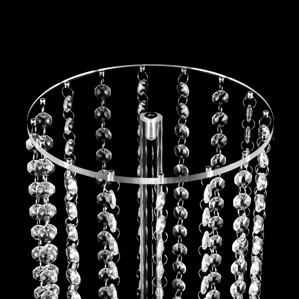 10Pcs Acrylic Crystal Flower Stand Clear Flower Vase 7.9*7.9*23.6in Hanging Beads Centerpieces Elegant Table Decor Flower Holder