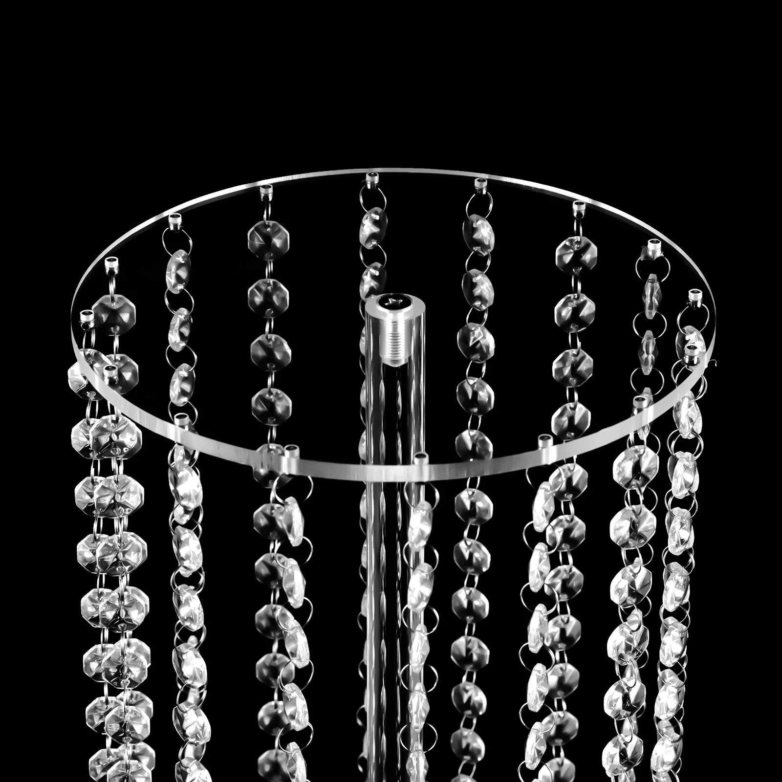 10Pcs Acrylic Crystal Flower Stand Clear Flower Vase 7.9*7.9*23.6in Hanging Beads Centerpieces Elegant Table Decor Flower Holder