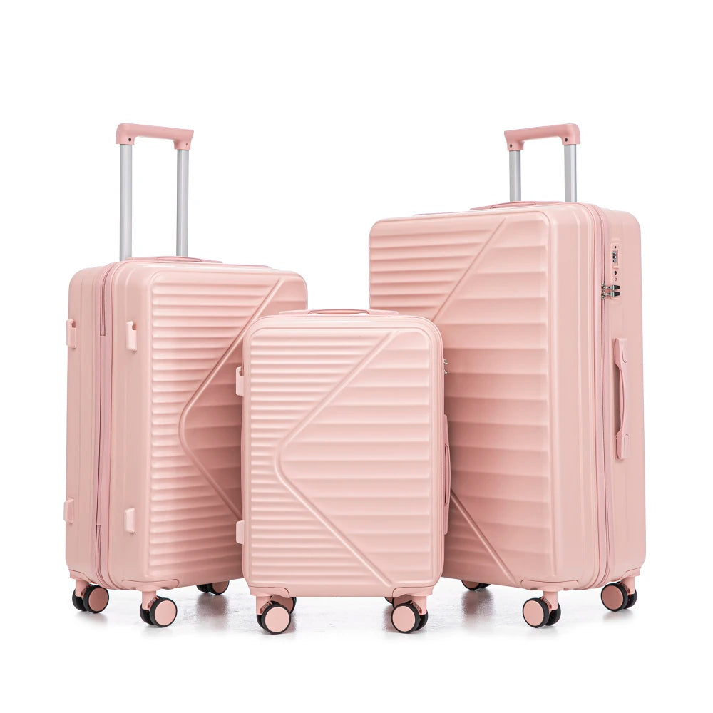 HIFINE TOURIST 20"/24"/28" 3 Pcs/set in ABS Spinner Wheel Luggage Carry on Suitcase Matching Color TSA Combination Lock