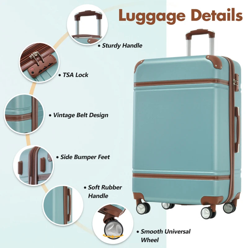 Hardshell Sets Bags Lightweight Suitcase Double Spinner Wheels With TSA Lock Single Vintage Lage 28 Inch Side Mounted TSA Lock