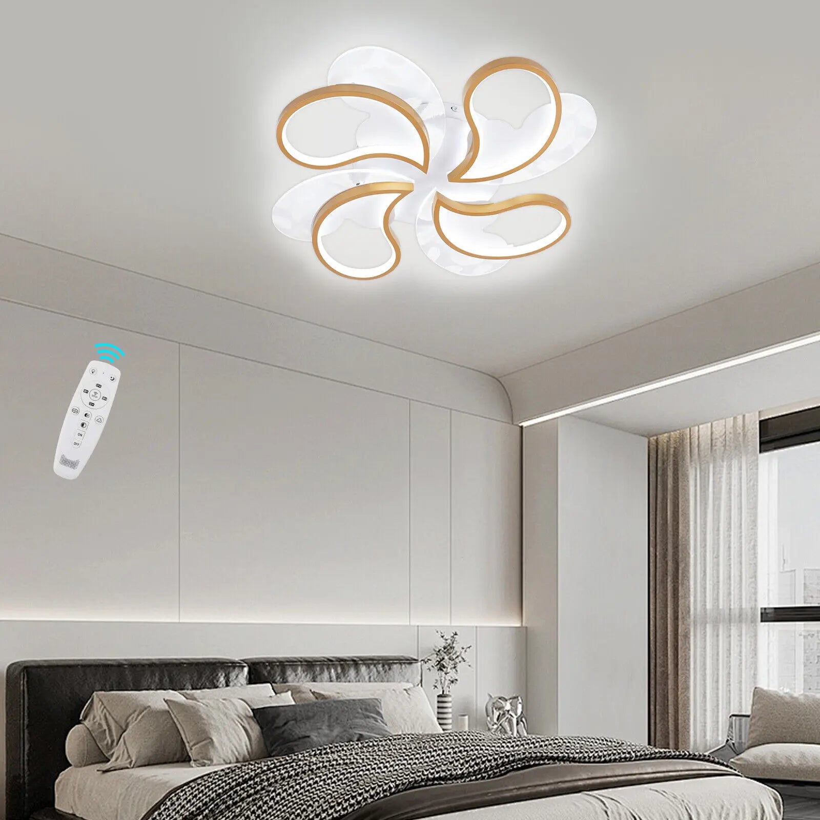 4-Lights Modern LED Acrylic Chandeleir Ceiling Light Fixtures Lamp 4480LM For Bedroom Living Room