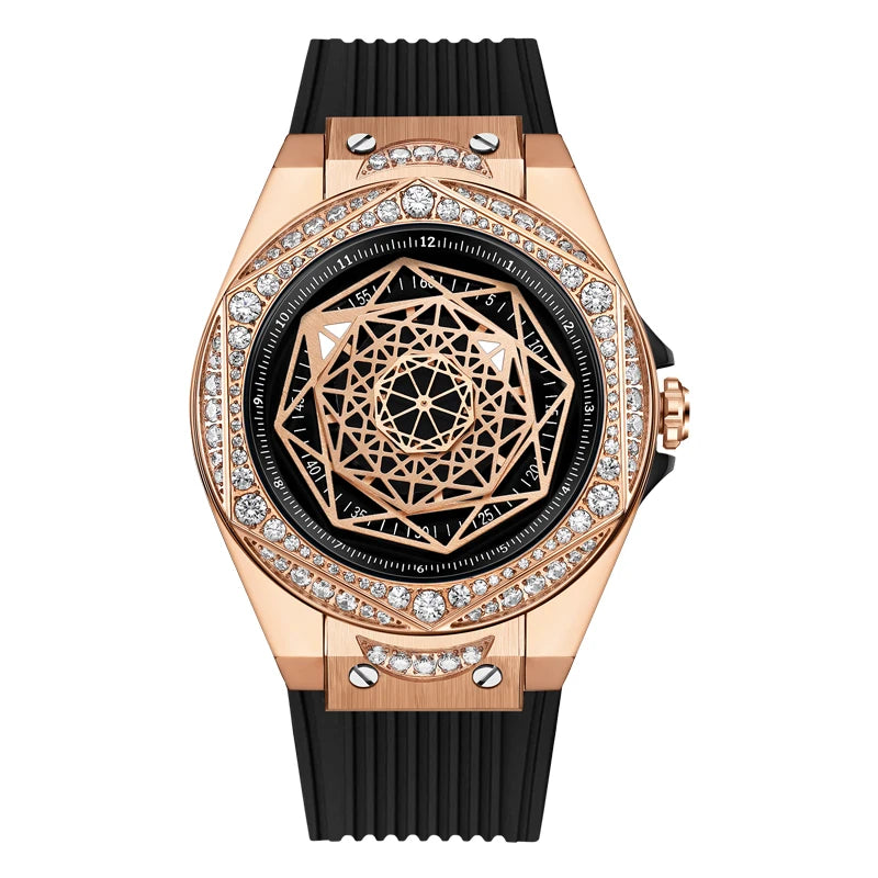 Hanbro Women Luxury Watch 36mm Ladies Vintage Quartz Wristwatch Luminous Waterproof Silicone Strap Fashion Dial