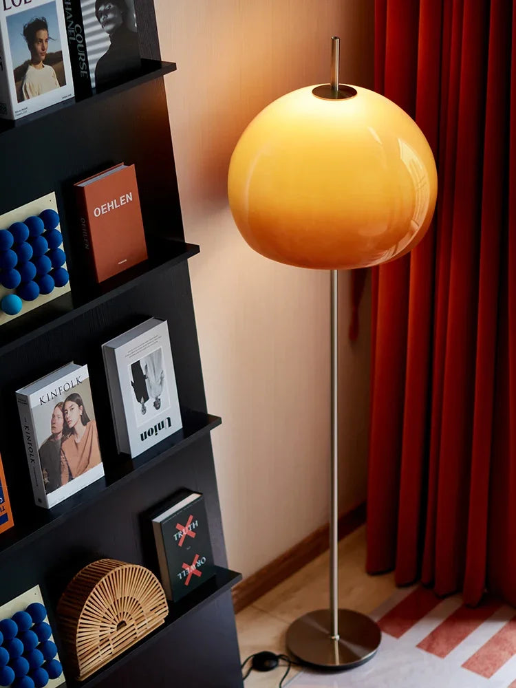 Bauhaus Living Room Retro Glass Table Lamp Gradient Orange Mushroom Floor Lamp Living Room Bedroom Atmosphere LED Lamp