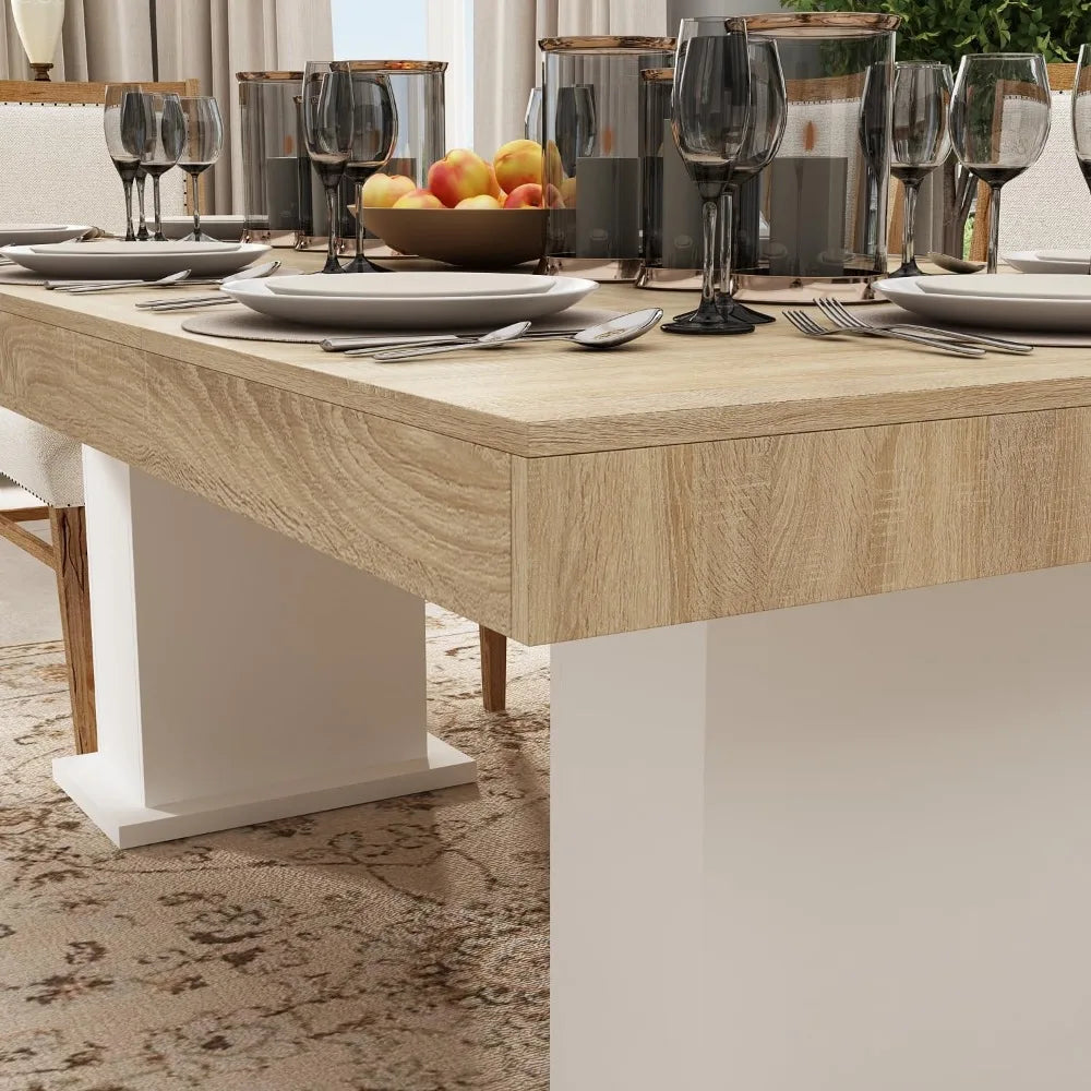 Dining Table for 4-8 People, Large Dinner Table, 78.7” Rectangular Kitchen Dining Table, Modern Dining Room Table, for Dining Ro