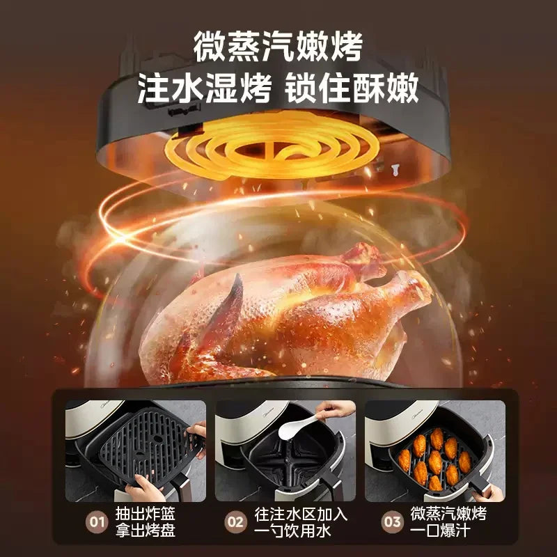 Large Capacity Air Fryer for Household Use Modern Kitchen Appliance Electric Cooking Machine with No Flip Visual Feature