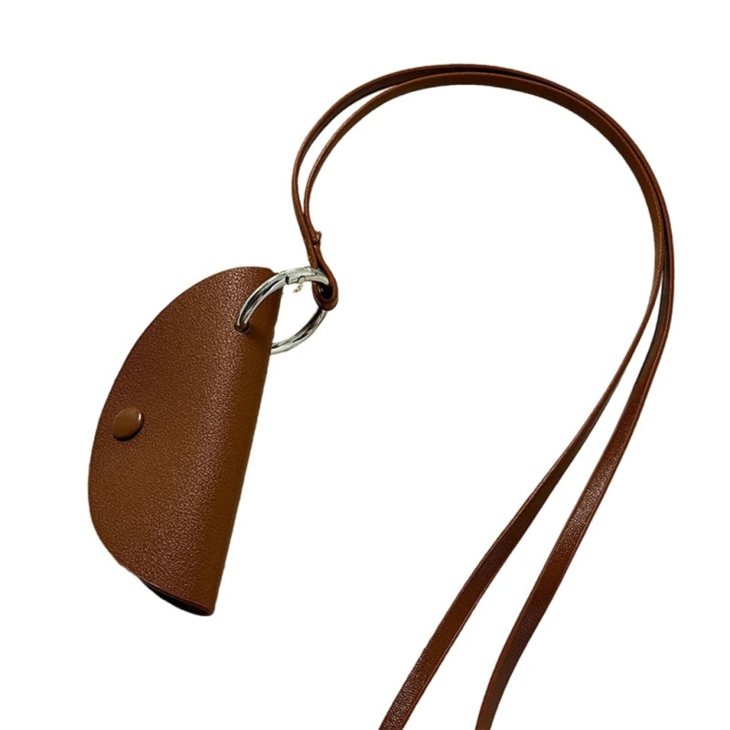 2023 New Elegant PU Leather Key Bag Necklace for Girls Anti Loss Neck Chain Accessory