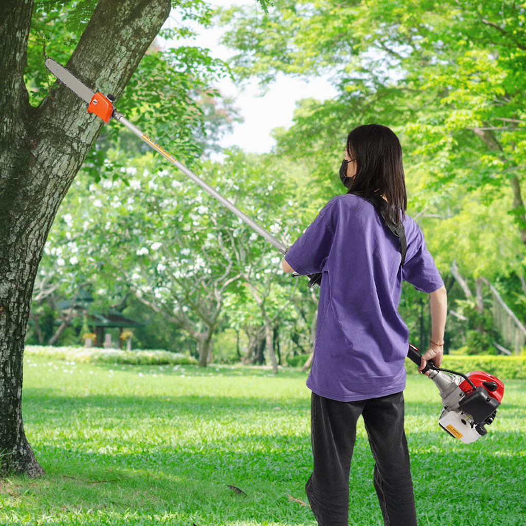 2-Stroke Garden Trimmer with Adjustable Pole – Efficient Trimming, Manganese Steel Chain, 1.25kw Power