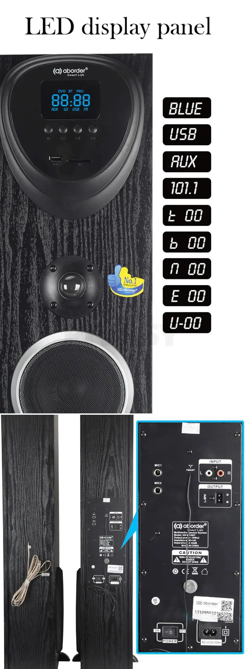 10 Inch Active Sound Box 200W Bluetooth Speakers 3-Way Audio USB SD FM AUX with Remote Control For HiFi Home Theater DJ Studios