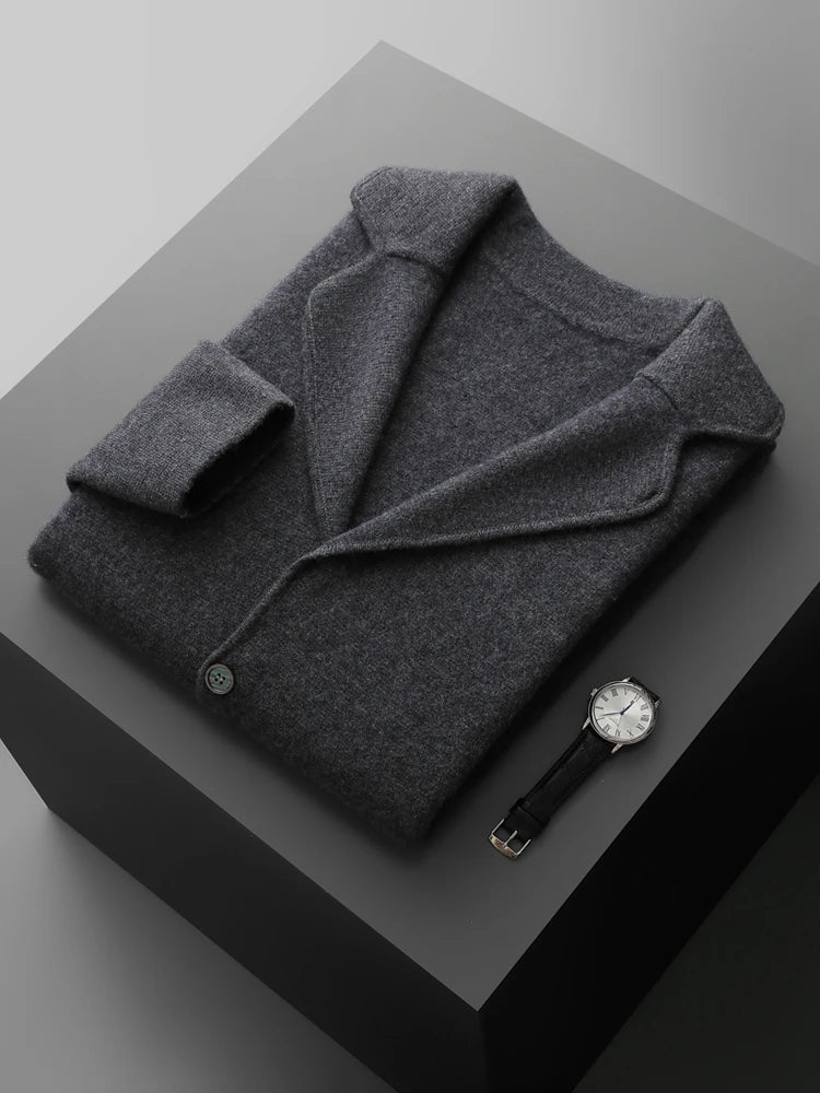 Men' 100% Cashmere Sweater Coat Cashmere Pants Suit Autumn Winter Thick Soft Warm Cashmere Knitwear Smart Casual Cashmere Suit