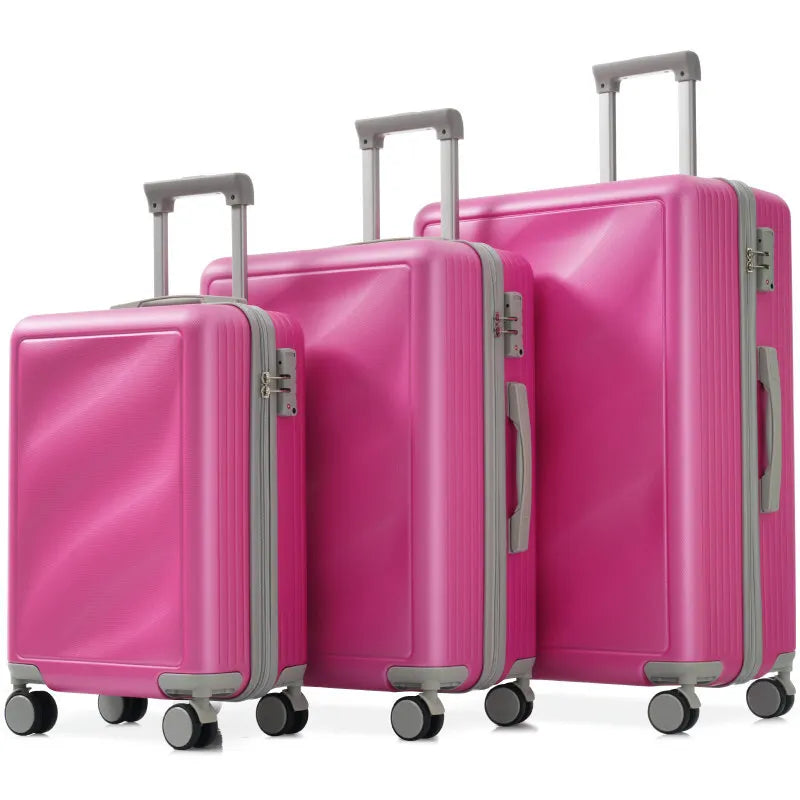 Set 3 Piece Lightweight Durable ABS Suitcases With Spinner Wheels And TSA Lock Carry On Checked Travel Lage Ergonomic Design
