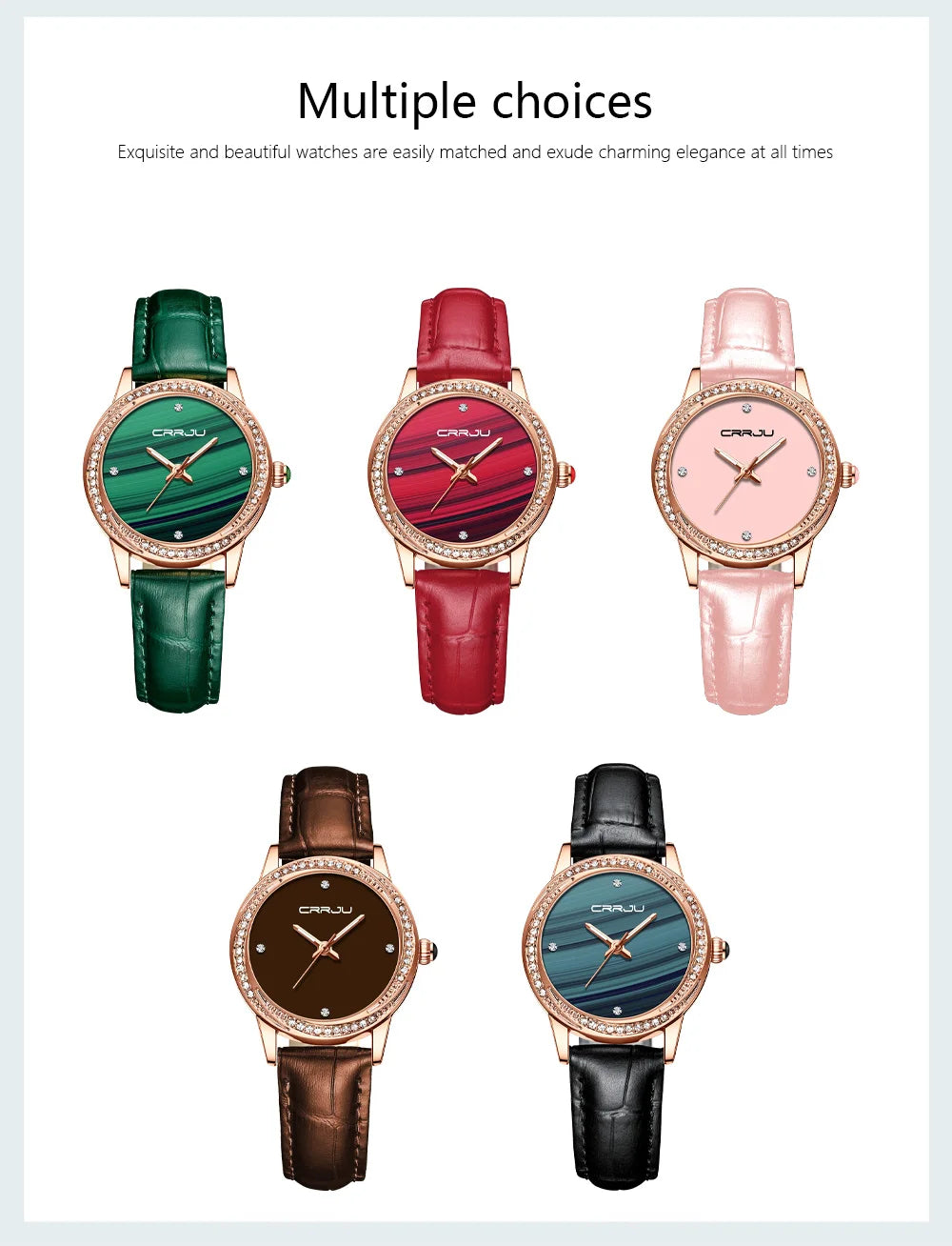 CRRJU New Women Watches Top Brand Luxury Wrist watch relogio feminino Clock for Women Leather Ladies Quartz Ladies Wristwatch