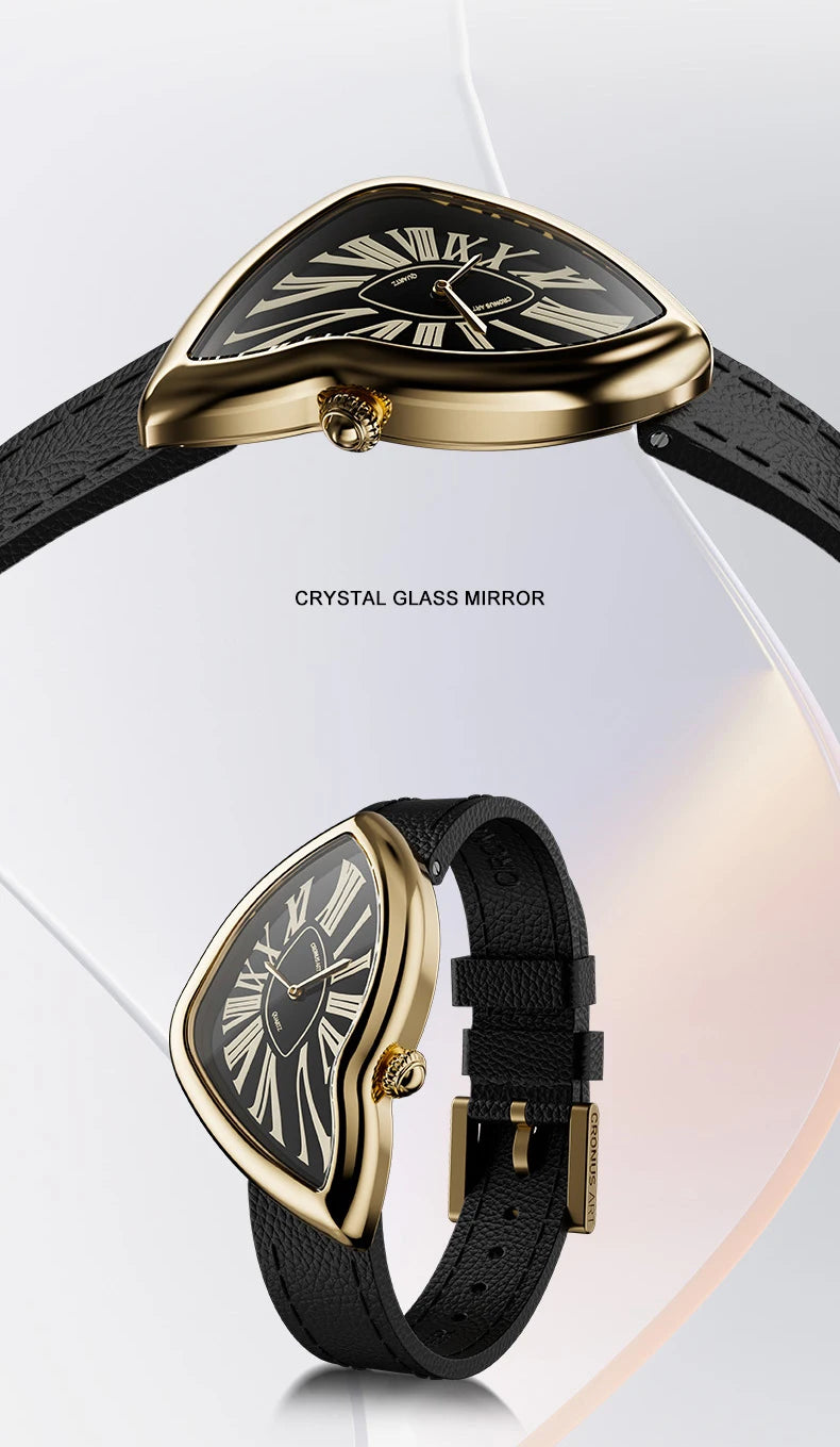 CRONUSART Women Quartz Watch 28mm*46mm Luxury Ladies Wristwatch Irregular Case Crystal Mirror Thickness 8.1mm