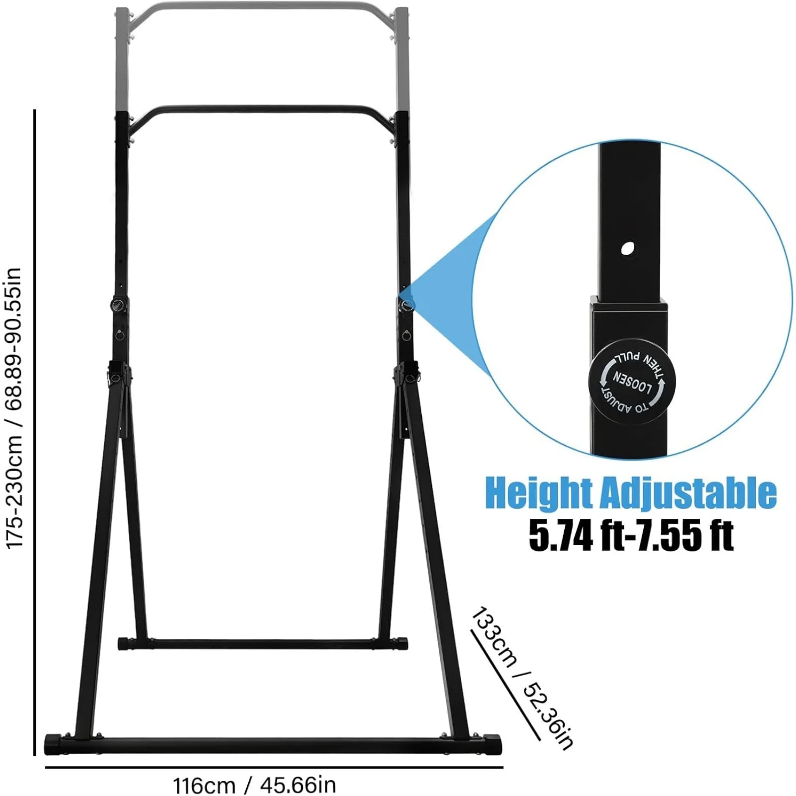 Foldable Pull Up Bar,Workout Dip Station Height Adjustable Pull Up Bar for Home,Multifunction Fitness Tower Station Gym Training