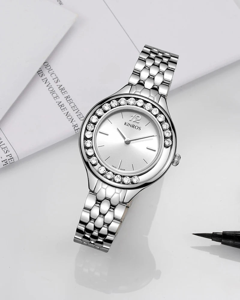 KINROS Women's pulsera Watch Accessories Elegant Luxury Diamonds, Free Shipping, Best Selling 2023, Gift, Sapphire Waterproof