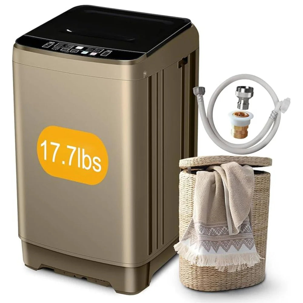 Full Automatic Top Load Washing Machine 17.7 lbs Portable Washer 10 Programs 8 Water Levels Compact Design Laundry Solution