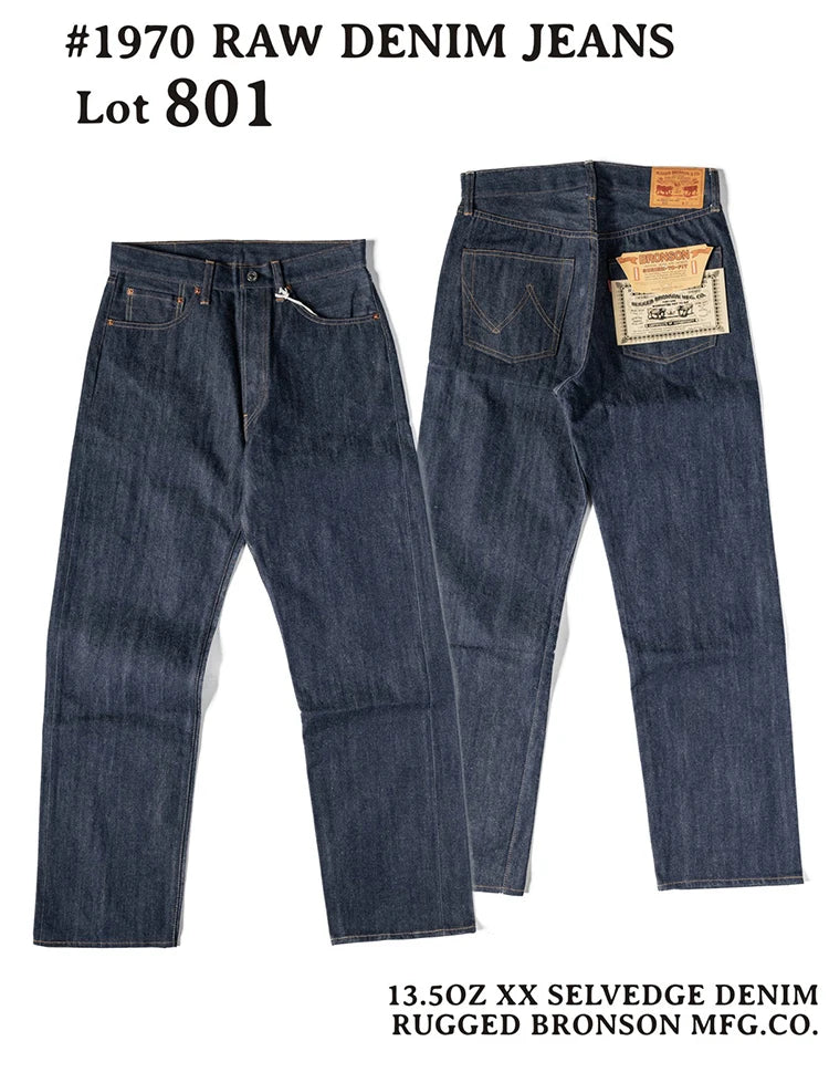 Rugged Bronson 70801XX Selvedge Jeans 1970s Indigo Raw Denim Pants Vintage 501XX