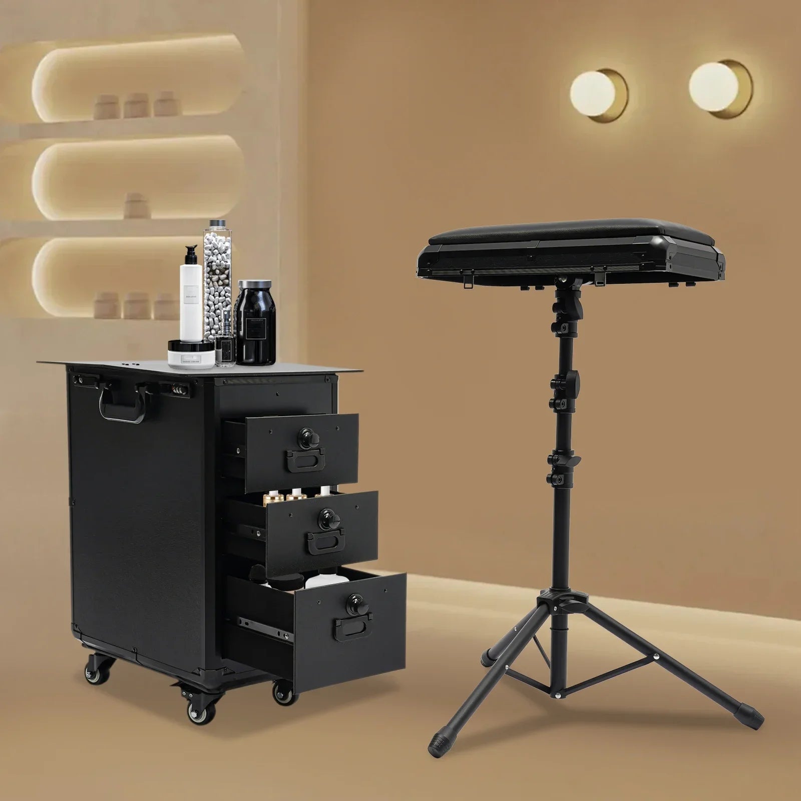 Modern 3-Drawer Makeup Storage Case Acrylic Top with Combination Lock Spacious Cosmetics Organizer