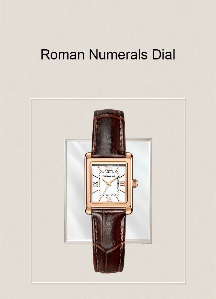 Elegance Leather Watch TIANWANG Luxury Square Women Genuine Leather Japanese Movement Minimalist Dress Wristwatch 3ATM