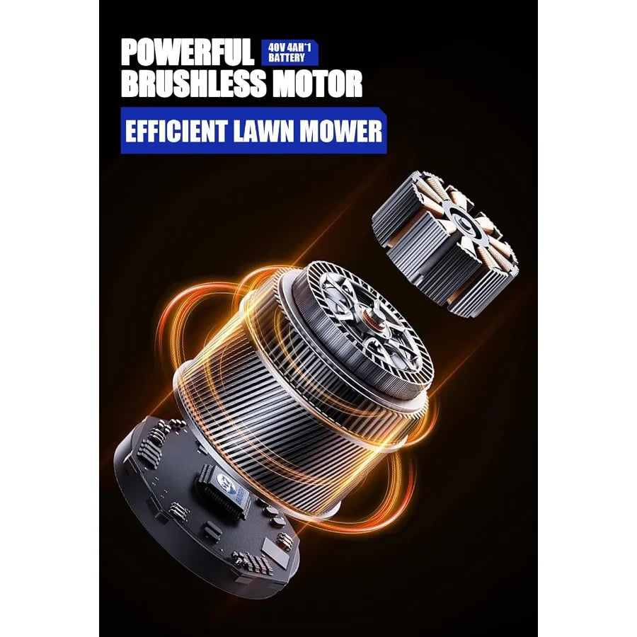 40V Brushless Cordless Electric Lawn Mower with 18 Cutting Width and 5 Adjustable Height Settings for Efficient Lawn Care Quick