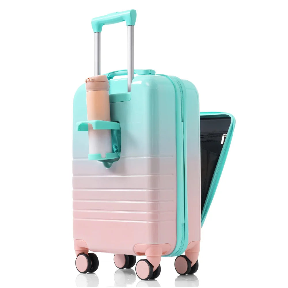 USB Port 20 24inch Front Opening Design Airline Certified Carry on Luggage ABS+PC Hard Shell Luggage with Spinner Wheels