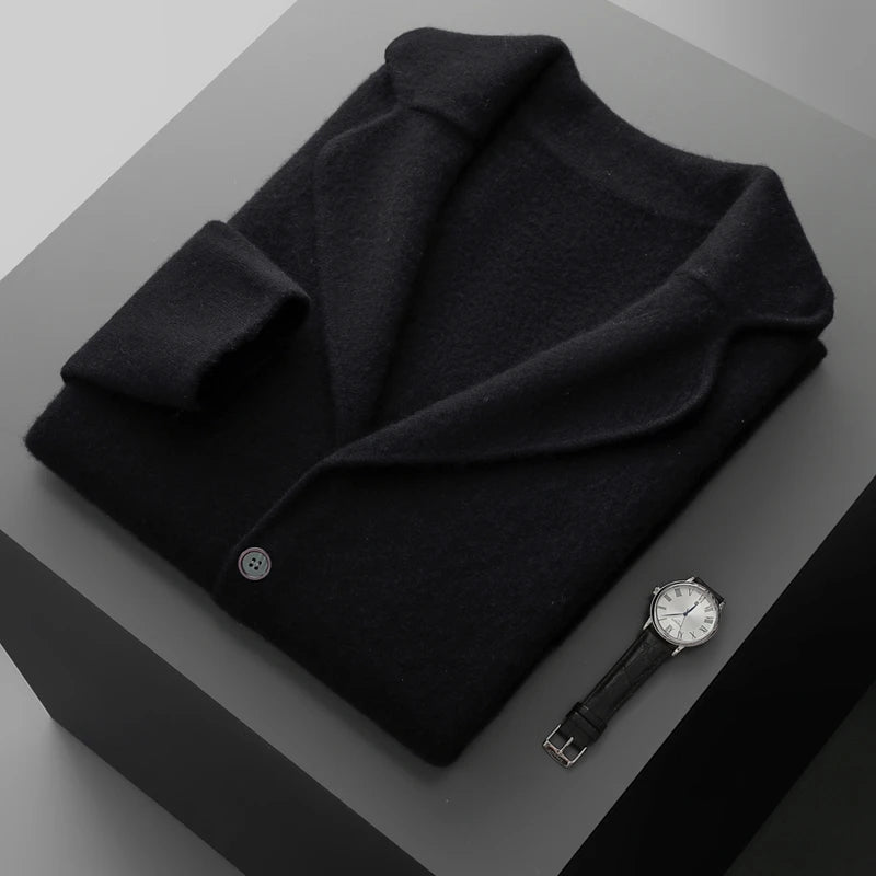 Men' 100% Cashmere Sweater Coat Cashmere Pants Suit Autumn Winter Thick Soft Warm Cashmere Knitwear Smart Casual Cashmere Suit