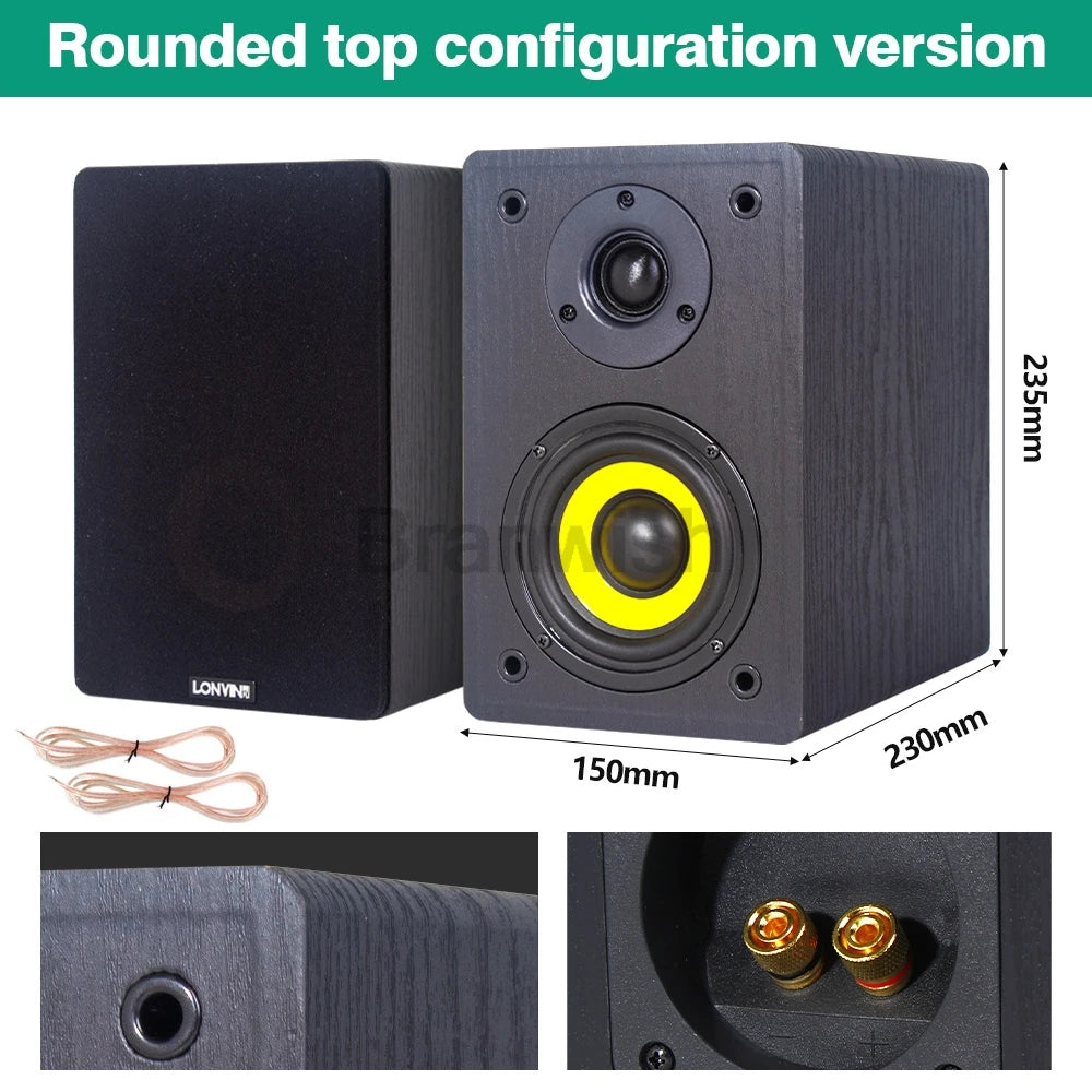 4Inch Passive Sound Box 60W RMS Bookshelf Speaker 2-Way HiFi Audio 89dB Loudspeakers 6Ohm Monitor Speaker For Home Theater DJ