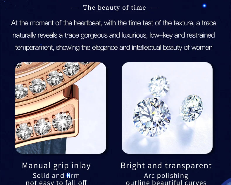 OUPINKE Original Women Watch Ladies Analog Quartz Diamond Wristwatch Stainless Steel Moon Phase 5Bar Waterproof Luxur Brand 3216