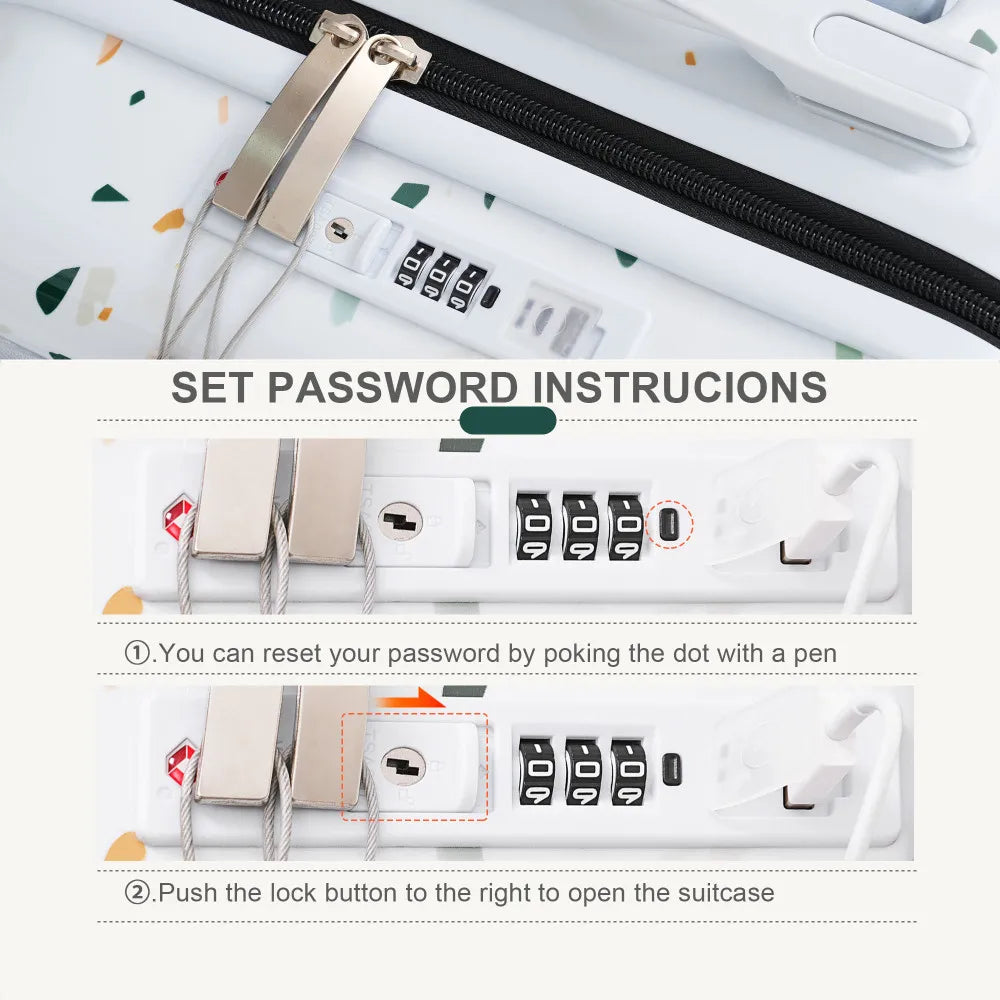 USB Port 20 24inch Front Opening Design Airline Certified Carry on Luggage ABS+PC Hard Shell Luggage with Spinner Wheels