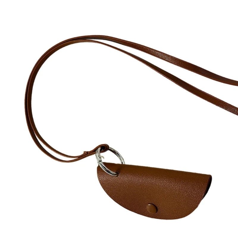 2023 New Elegant PU Leather Key Bag Necklace for Girls Anti Loss Neck Chain Accessory