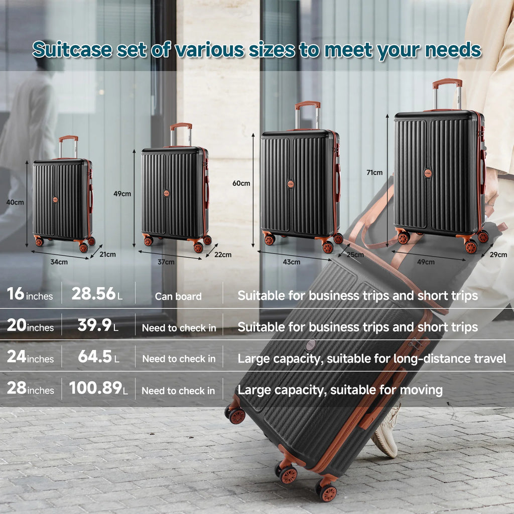 6 Piece Luggage Set With Spinner Wheels Carry On Suitcase Set Duffel&Toiletry Bag With TSA Lock ABS+PC For Business Travel