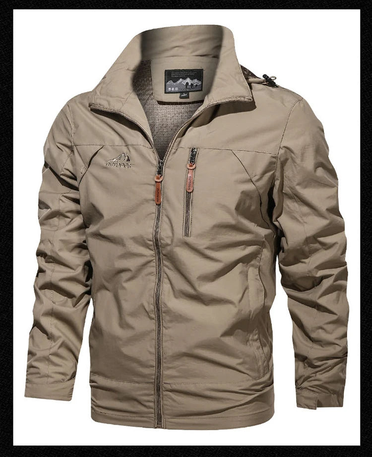 Men's Sports Jacket Men's 2025 Spring and Autumn New Solid Color Casual Windproof and Waterproof Jacket Winter Jacket