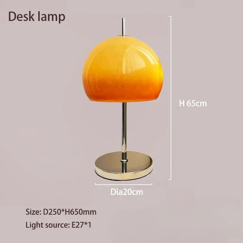 Bauhaus Living Room Retro Glass Table Lamp Gradient Orange Mushroom Floor Lamp Living Room Bedroom Atmosphere LED Lamp