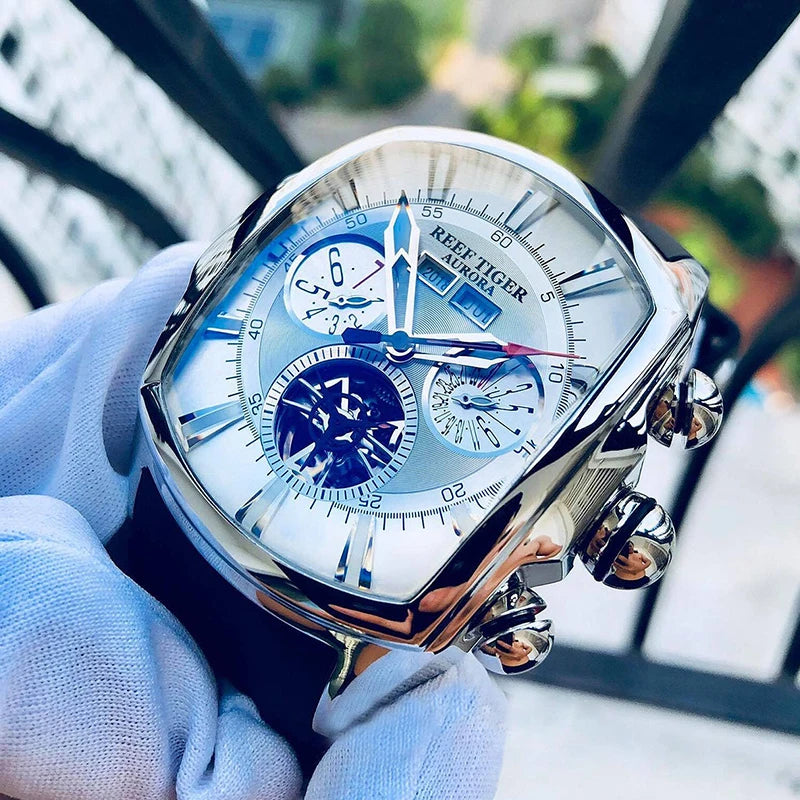 reef tiger brand men's fully automatic mechanical watch, business men's watch, personalized and fashionable men's sports watch