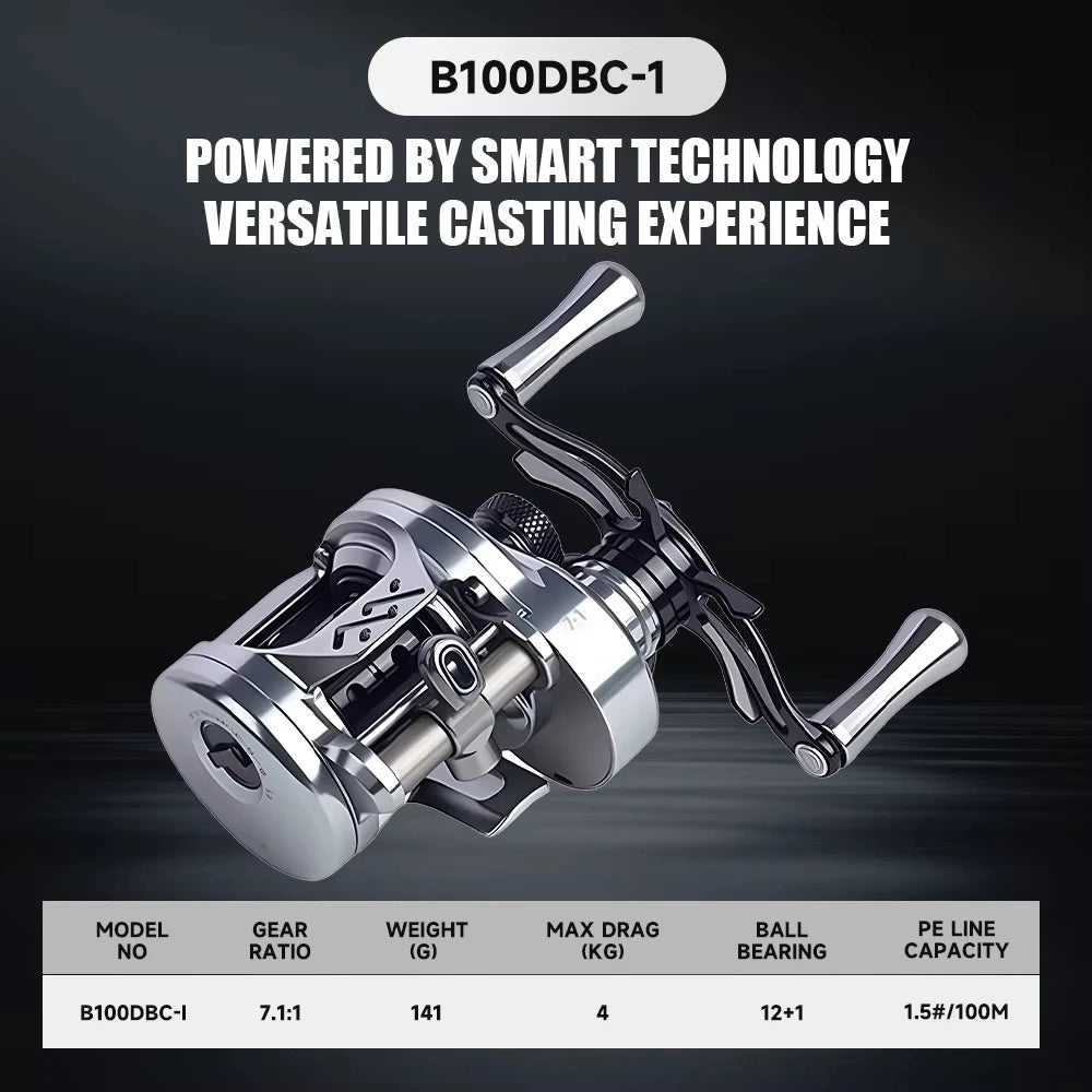 LOONGZE Airlite B50/100/200DBC-I BFS Baitcasting Reel Bait Finesse Fishing Reel All Metal Magnetic Brake System Lightweight