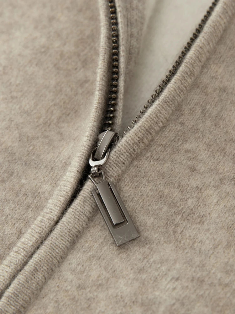 High Quality Autumn Winter Men Hooded Cashmere Sweater Long Sleeve Casual Loose 100% Merino Wool Cardigan Knitwear Clothing Tops